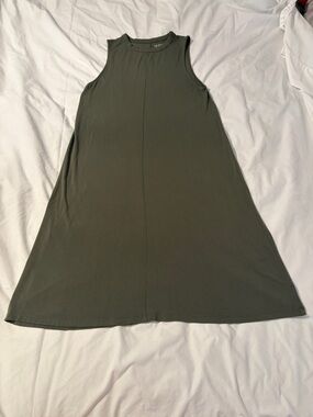 Time and Tru Olive Sleeveless A-Line Midi Dress